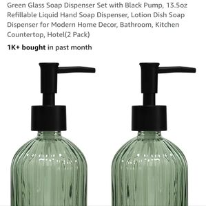 Green Ribbed Glass Dispenser Set